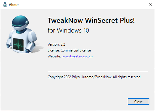 TweakNow WinSecret Plus for Windows 10 v3.2.0