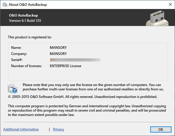 O&O AutoBackup Professional 6.1 Build 135