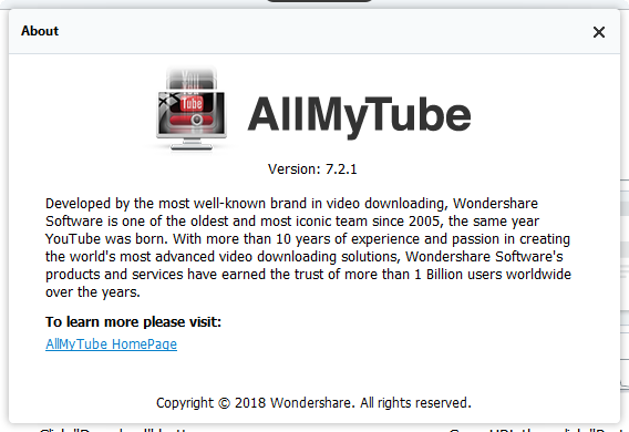 Wondershare AllMyTube 7.2.1.5