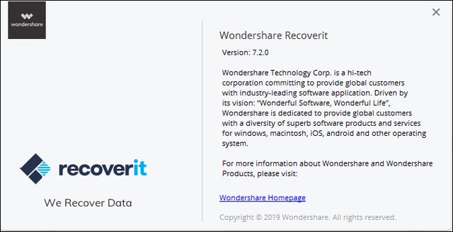 Wondershare Recoverit 7.2.0.25