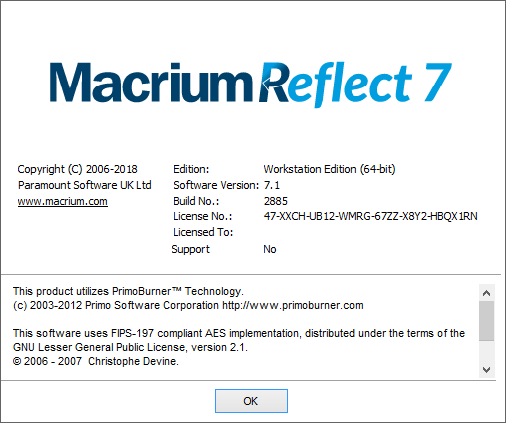 Macrium Reflect Workstation / Server Plus 7.1.2885
