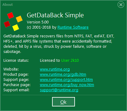 Runtime GetDataBack Simple 5.00