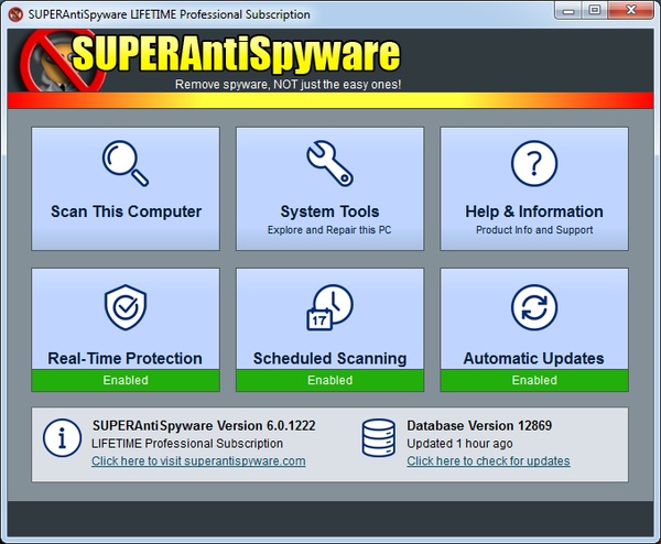 SUPERAntiSpyware Professional 6.0.1222
