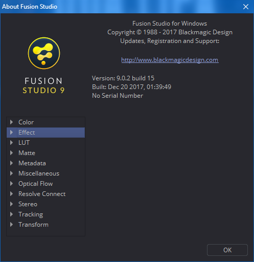 Blackmagic Design Fusion Studio 9.0.2 Build 15