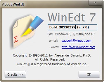 WinEdt 7.0 Build 20120329