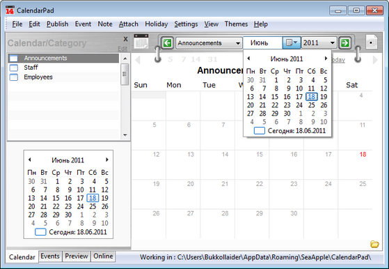 Web Calendar Pad 2011